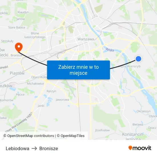 Lebiodowa to Bronisze map