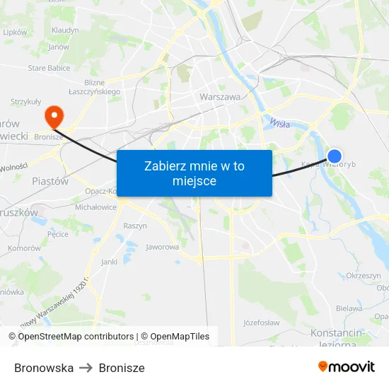 Bronowska to Bronisze map