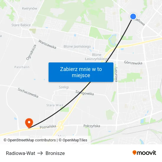 Radiowa - WAT to Bronisze map