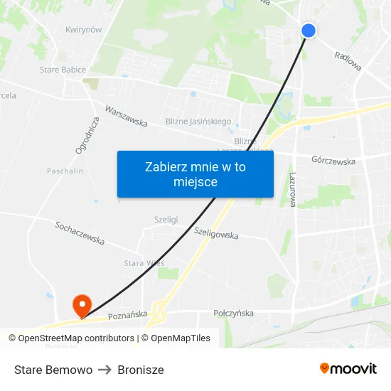 Stare Bemowo to Bronisze map