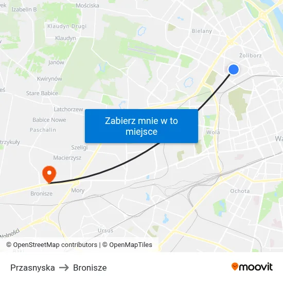 Przasnyska to Bronisze map