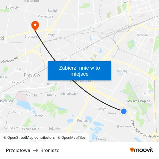 Przelotowa to Bronisze map