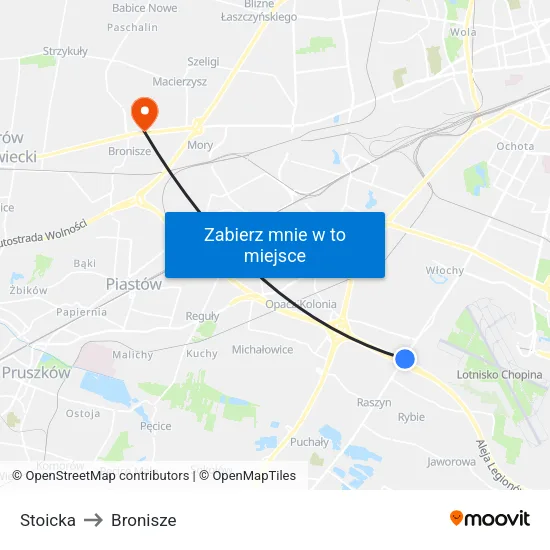 Stoicka to Bronisze map