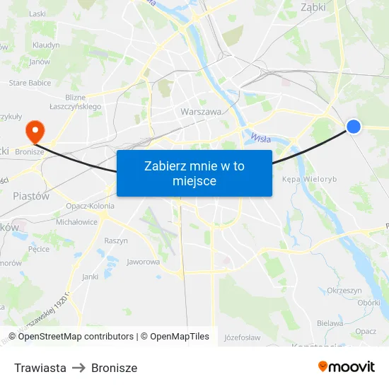 Trawiasta to Bronisze map