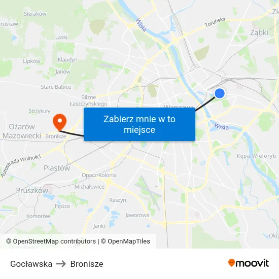 Gocławska to Bronisze map
