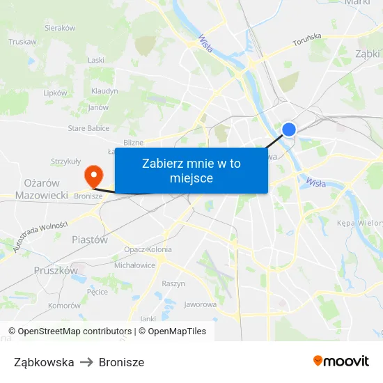 Ząbkowska to Bronisze map