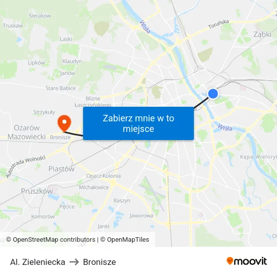 Al. Zieleniecka to Bronisze map
