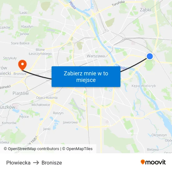 Płowiecka to Bronisze map