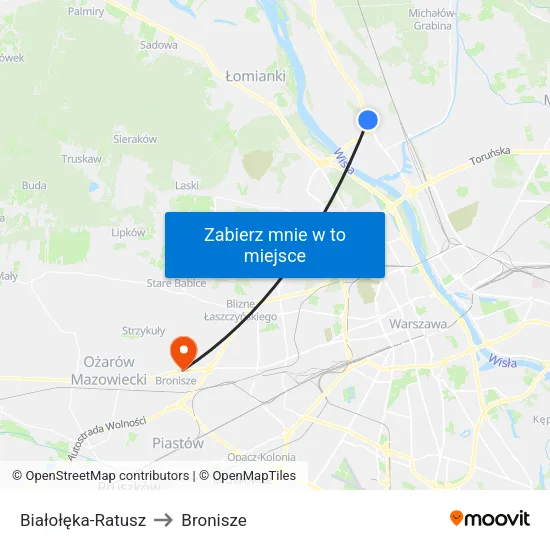 Białołęka - Ratusz to Bronisze map