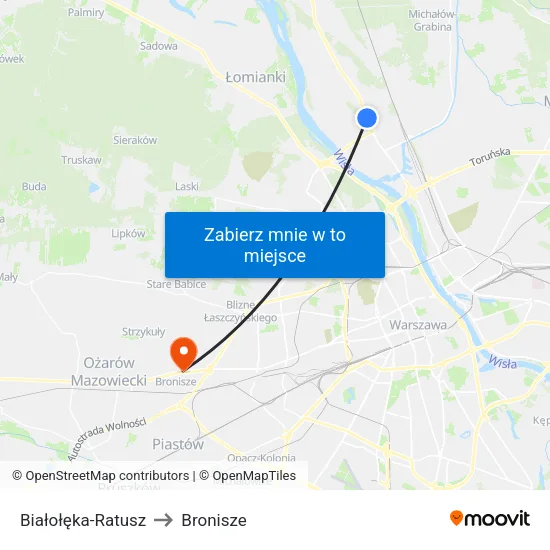 Białołęka - Ratusz to Bronisze map