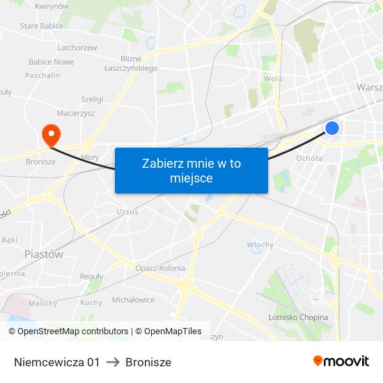 Niemcewicza 01 to Bronisze map