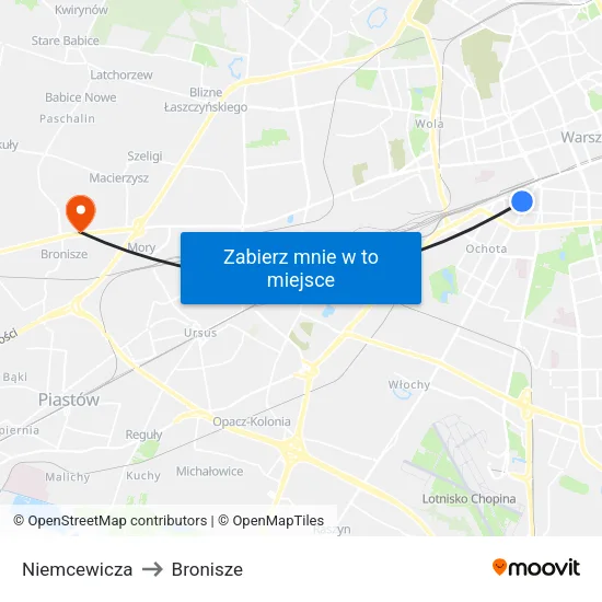 Niemcewicza to Bronisze map