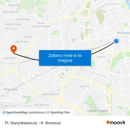 Pl. Starynkiewicza to Bronisze map