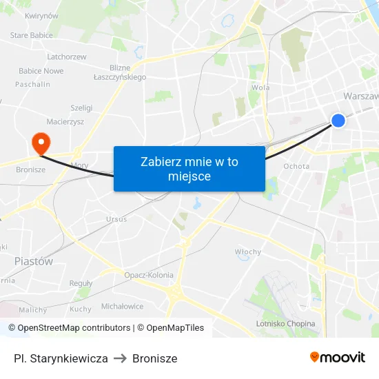 Pl. Starynkiewicza to Bronisze map