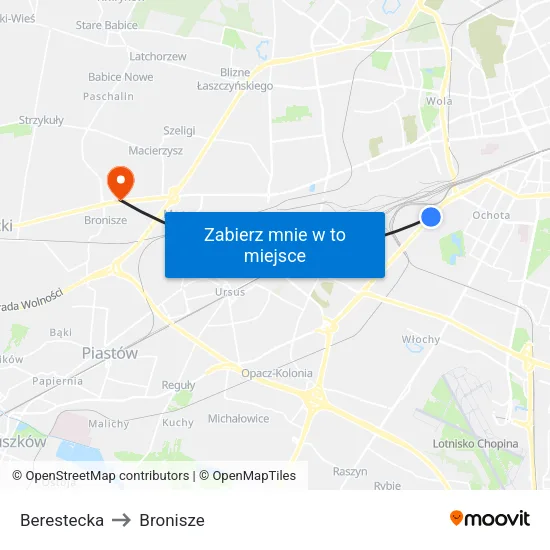 Berestecka to Bronisze map