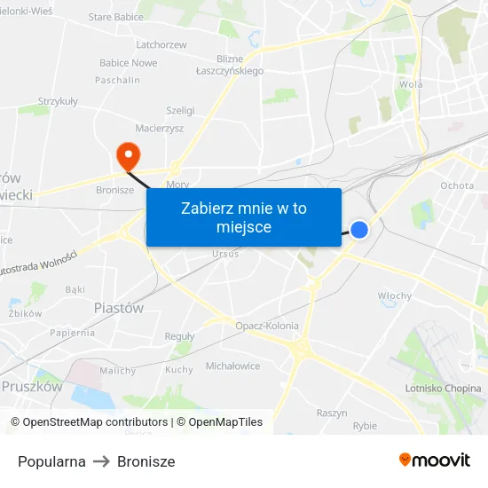 Popularna to Bronisze map