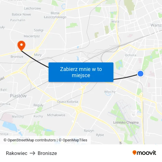 Rakowiec to Bronisze map