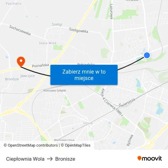 Ciepłownia Wola to Bronisze map