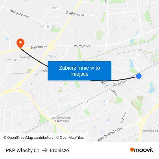 PKP Włochy 01 to Bronisze map