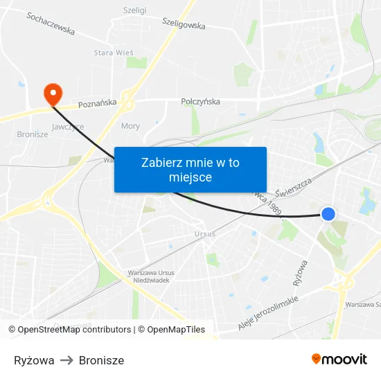 Ryżowa to Bronisze map