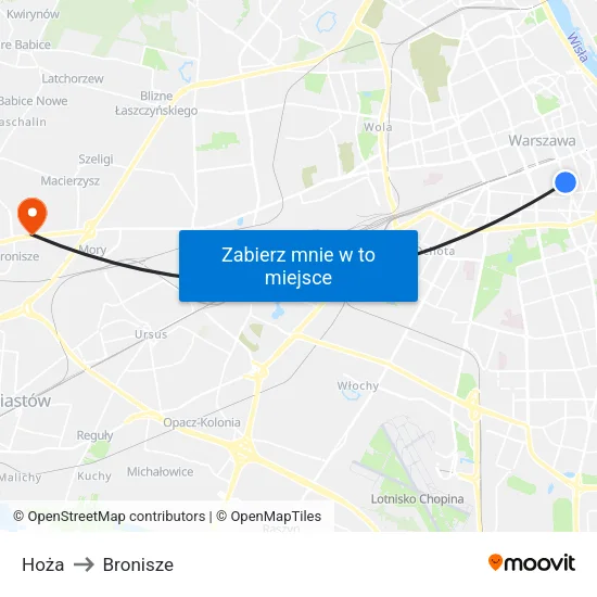 Hoża to Bronisze map