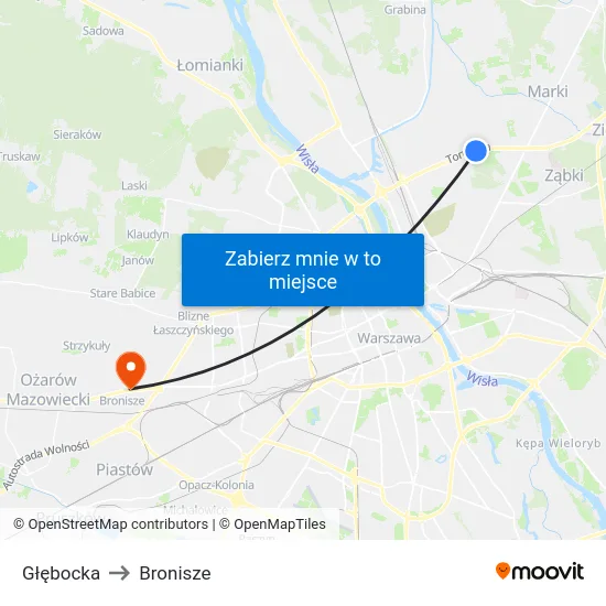 Głębocka to Bronisze map