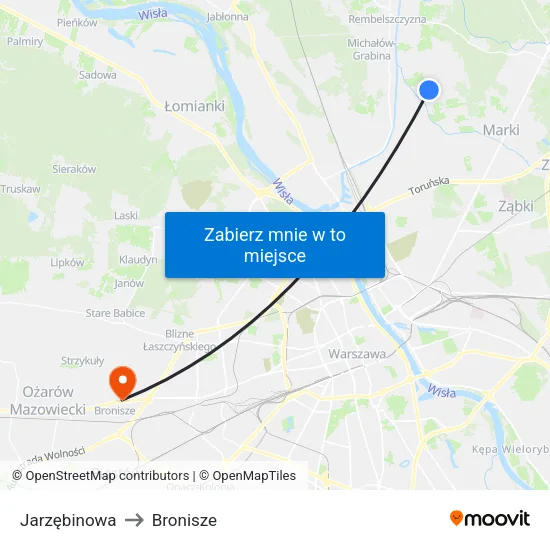 Jarzębinowa to Bronisze map