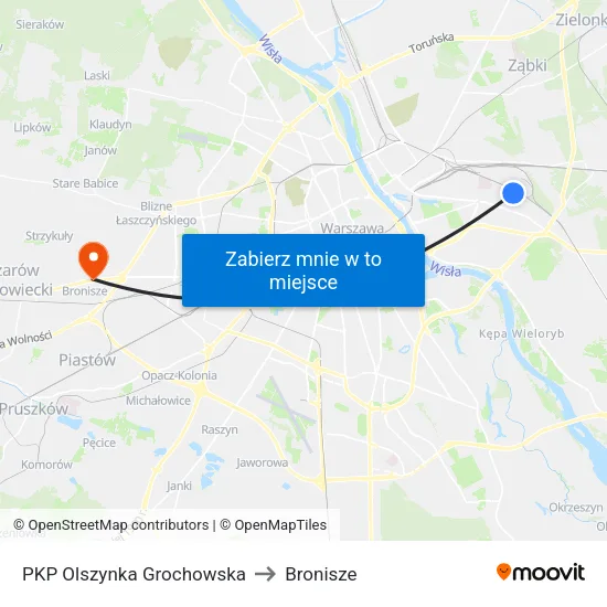 PKP Olszynka Grochowska to Bronisze map