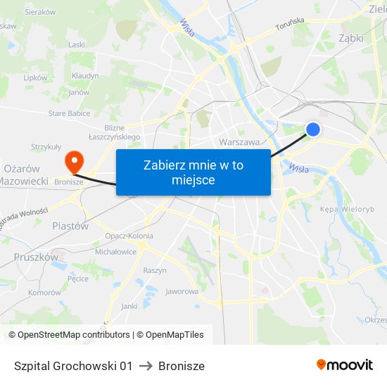 Szpital Grochowski to Bronisze map