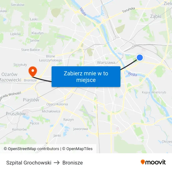 Szpital Grochowski to Bronisze map