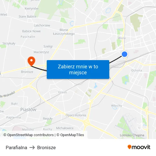 Parafialna to Bronisze map