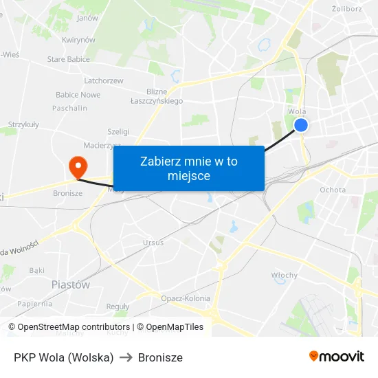 PKP Wola (Wolska) to Bronisze map