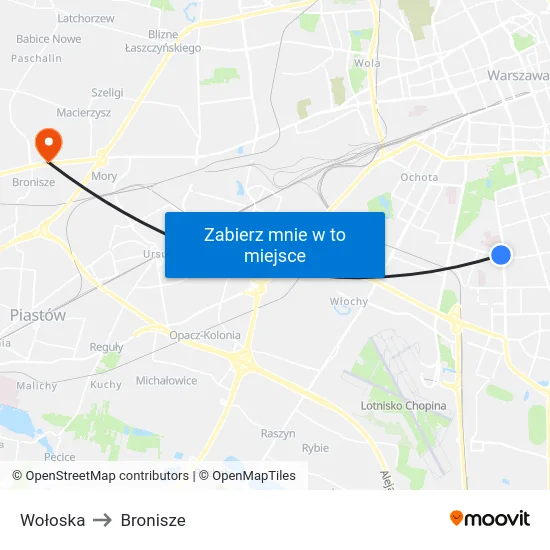 Wołoska to Bronisze map