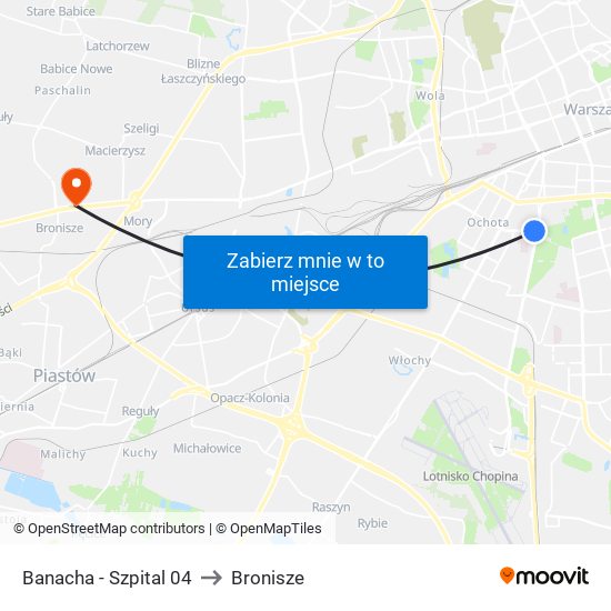 Banacha - Szpital 04 to Bronisze map