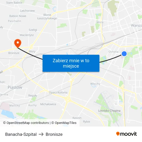 Banacha - Szpital to Bronisze map