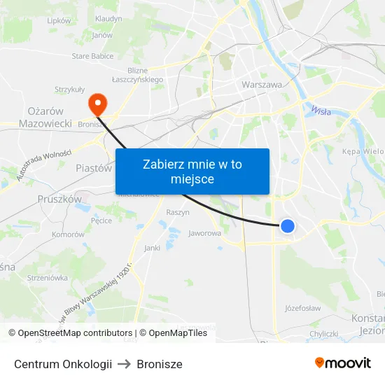 Centrum Onkologii to Bronisze map