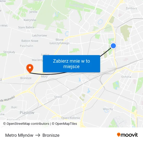 Metro Młynów to Bronisze map