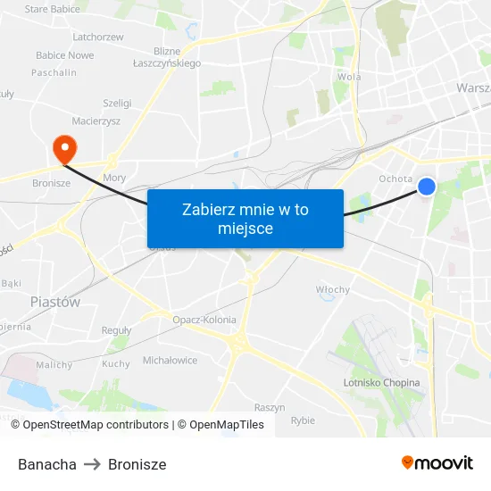 Banacha to Bronisze map