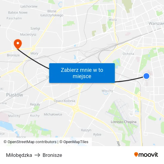 Miłobędzka to Bronisze map