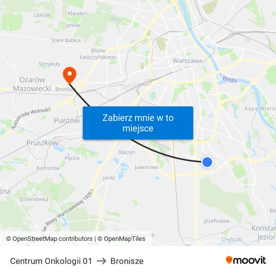 Centrum Onkologii to Bronisze map
