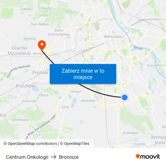 Centrum Onkologii to Bronisze map