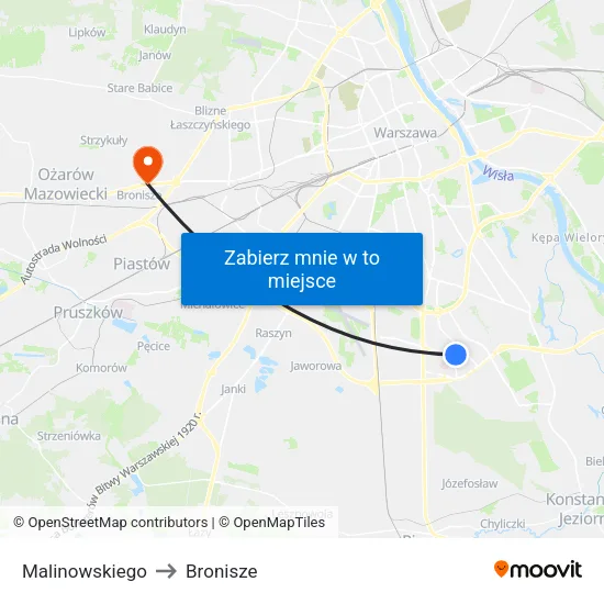 Malinowskiego to Bronisze map