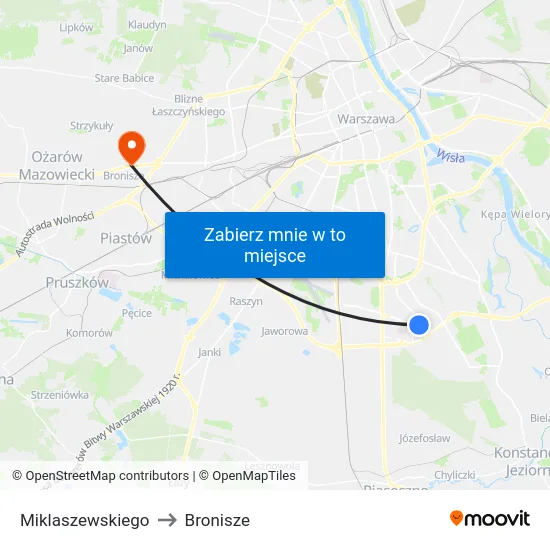 Miklaszewskiego to Bronisze map