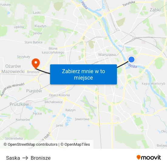 Saska to Bronisze map