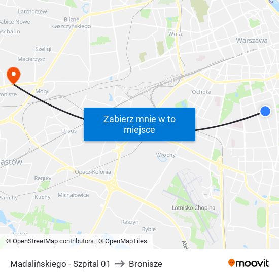 Madalińskiego - Szpital 01 to Bronisze map