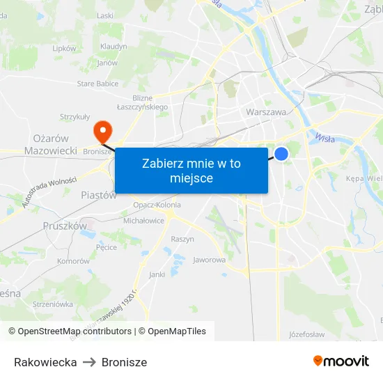 Rakowiecka to Bronisze map