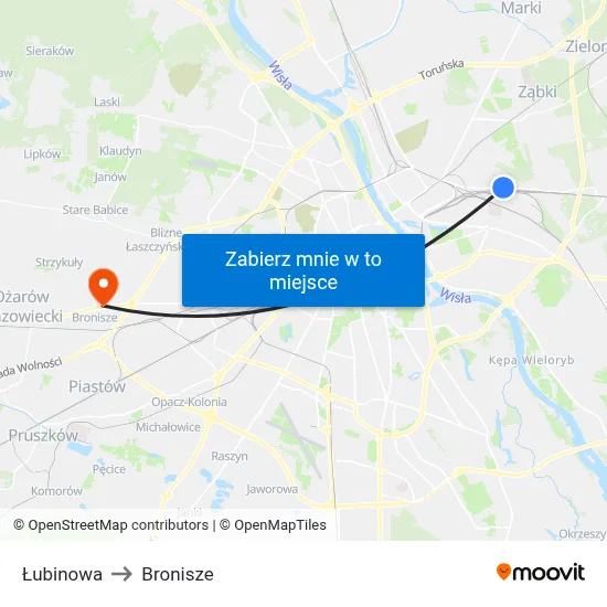 Łubinowa to Bronisze map