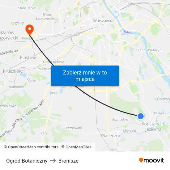Ogród Botaniczny to Bronisze map
