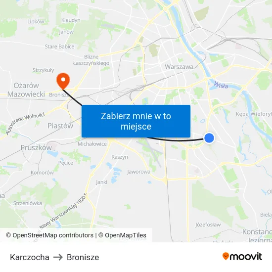 Karczocha to Bronisze map