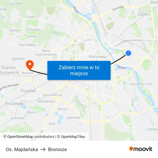 Os. Majdańska to Bronisze map